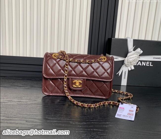 New Fashion Chanel Shiny Crumpled Calfskin Flap bag AS5225 Dark Brown 2024