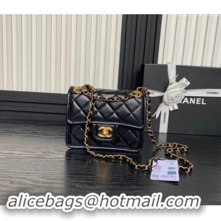 Promotional Chanel Shiny Crumpled Calfskin Mini Flap bag AS5226 Black 2024