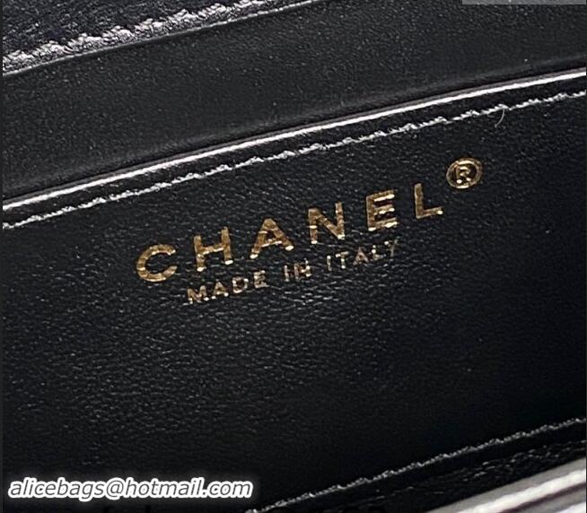 Promotional Chanel Shiny Crumpled Calfskin Mini Flap bag AS5226 Black 2024