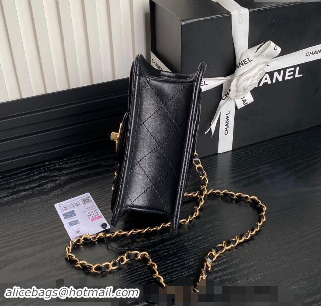 Promotional Chanel Shiny Crumpled Calfskin Mini Flap bag AS5226 Black 2024