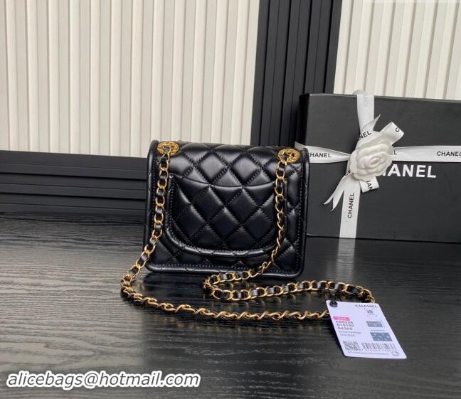 Promotional Chanel Shiny Crumpled Calfskin Mini Flap bag AS5226 Black 2024