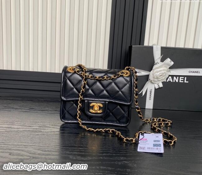 Promotional Chanel Shiny Crumpled Calfskin Mini Flap bag AS5226 Black 2024