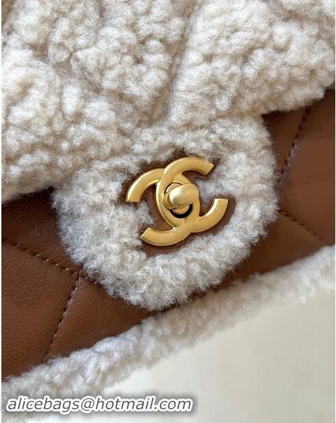 Buy Inexpensive Chanel Shearling Lambskin Mini Flap Bag AS5148 Brown/Beige 2024 Top Quality