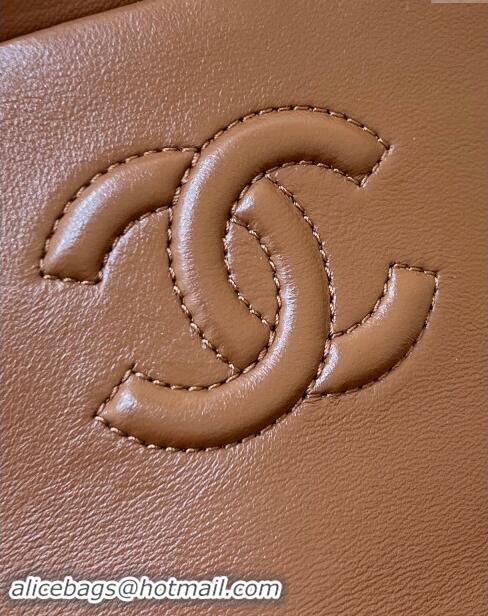 Buy Inexpensive Chanel Shearling Lambskin Mini Flap Bag AS5148 Brown/Beige 2024 Top Quality