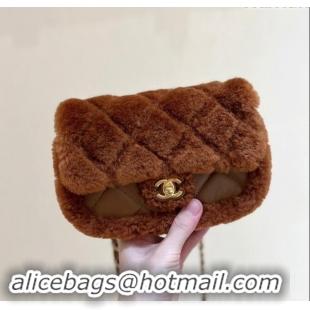 Promotional Chanel Shearling Lambskin Mini Flap Bag AS5148 Brown 2024 Top Quality