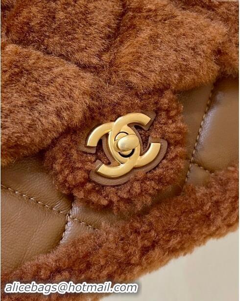 Promotional Chanel Shearling Lambskin Mini Flap Bag AS5148 Brown 2024 Top Quality