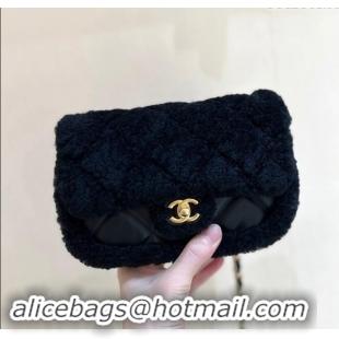 Well Crafted Chanel Shearling Lambskin Mini Flap Bag AS5148 Black 2024 Top Quality