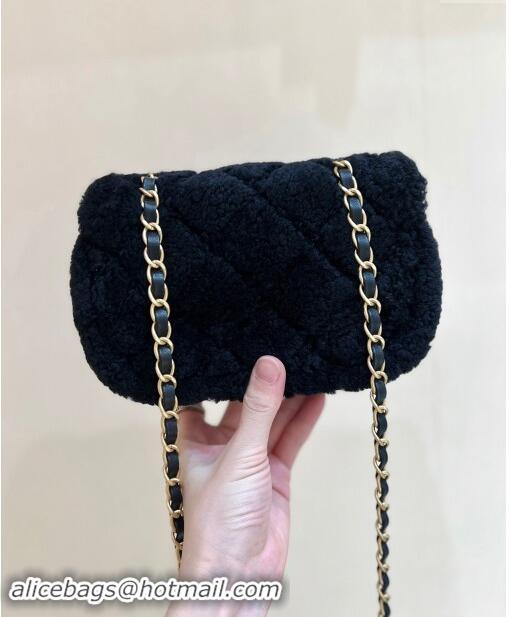 Well Crafted Chanel Shearling Lambskin Mini Flap Bag AS5148 Black 2024 Top Quality