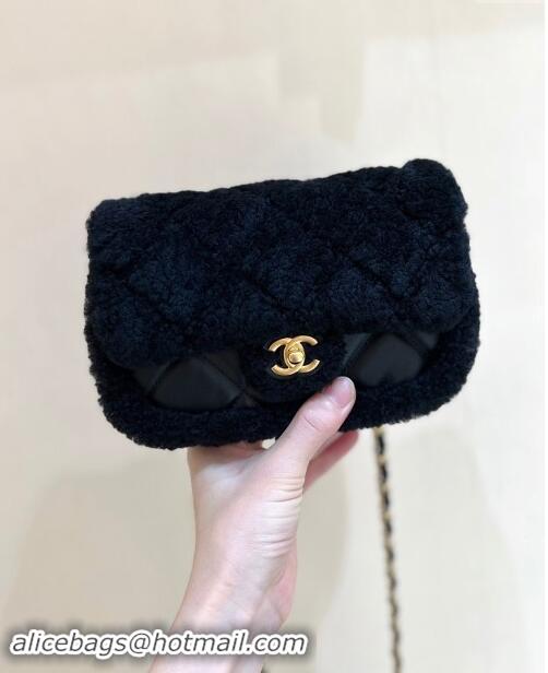 Well Crafted Chanel Shearling Lambskin Mini Flap Bag AS5148 Black 2024 Top Quality