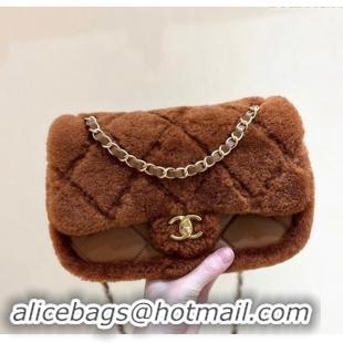 Top Grade Chanel Shearling Lambskin Flap Bag AS5149 Brown 2024 Top Quality