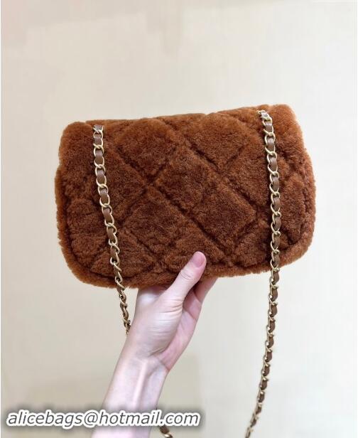 Top Grade Chanel Shearling Lambskin Flap Bag AS5149 Brown 2024 Top Quality