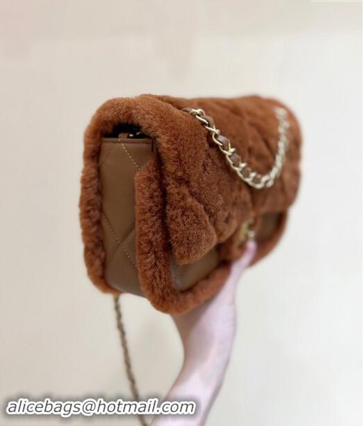 Top Grade Chanel Shearling Lambskin Flap Bag AS5149 Brown 2024 Top Quality