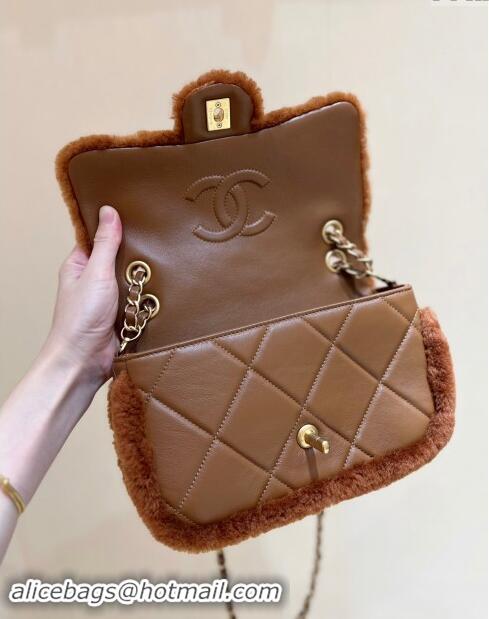 Top Grade Chanel Shearling Lambskin Flap Bag AS5149 Brown 2024 Top Quality