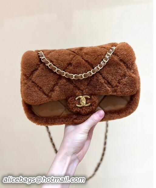 Top Grade Chanel Shearling Lambskin Flap Bag AS5149 Brown 2024 Top Quality