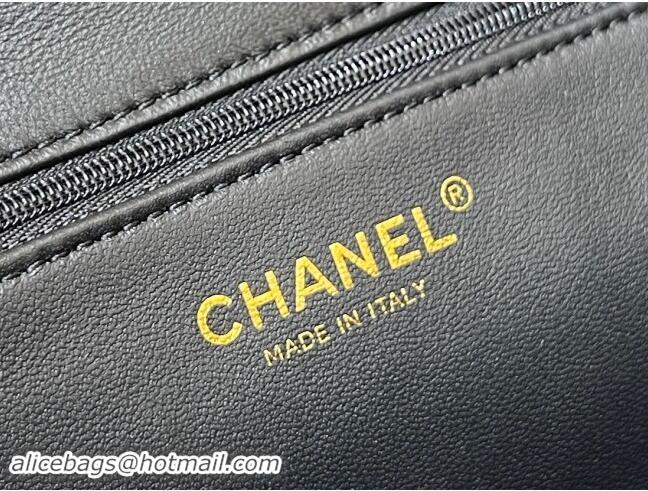 Luxury Cheap Chanel Shearling Lambskin Flap Bag AS5149 Black 2024 Top Quality