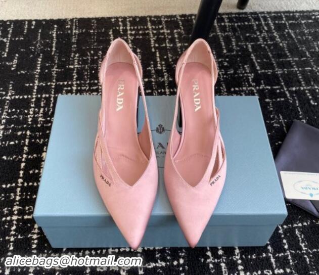 Good Looking Prada Satin cut-out pumps 6.5cm Light Pink 115050