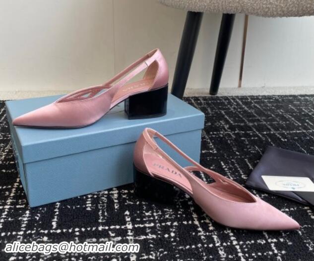 Good Looking Prada Satin cut-out pumps 6.5cm Light Pink 115050