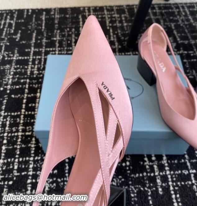 Good Looking Prada Satin cut-out pumps 6.5cm Light Pink 115050