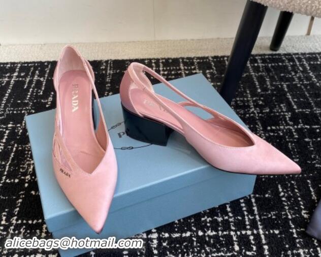 Good Looking Prada Satin cut-out pumps 6.5cm Light Pink 115050