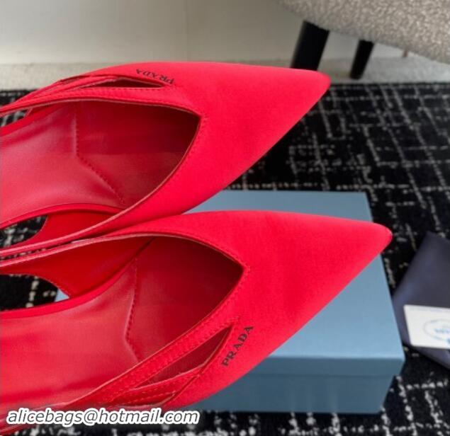 Best Grade Prada Satin cut-out pumps 6.5cm Red 115052