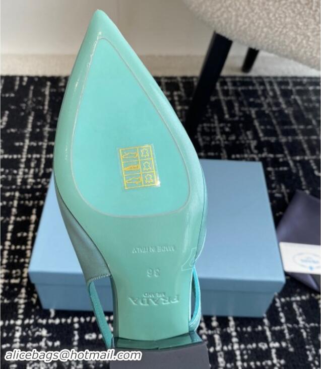 Top Grade Prada Satin cut-out pumps 6.5cm Lake Blue 115056