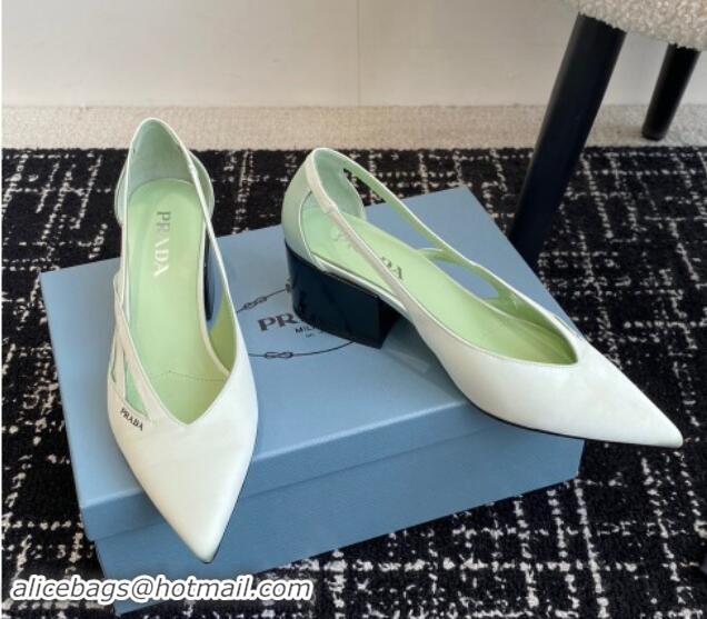 Low Cost Prada Satin cut-out pumps 6.5cm Light Green 115051