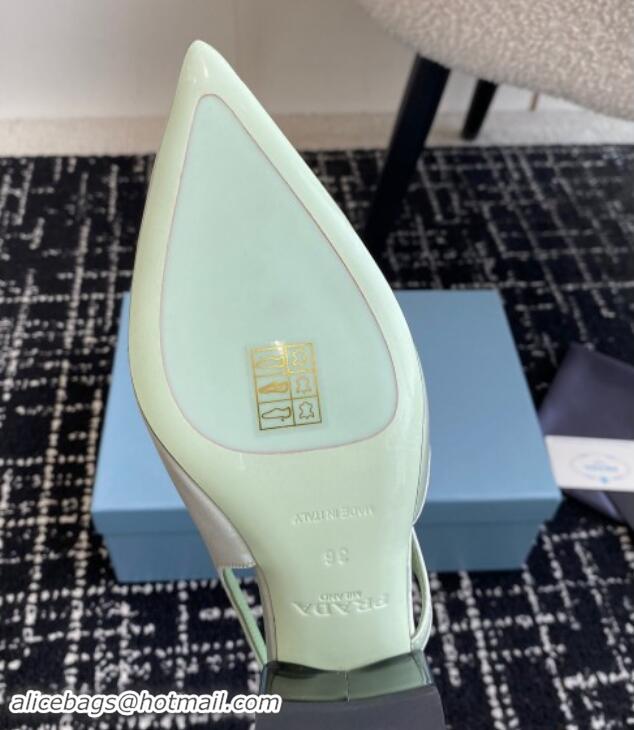 Low Cost Prada Satin cut-out pumps 6.5cm Light Green 115051