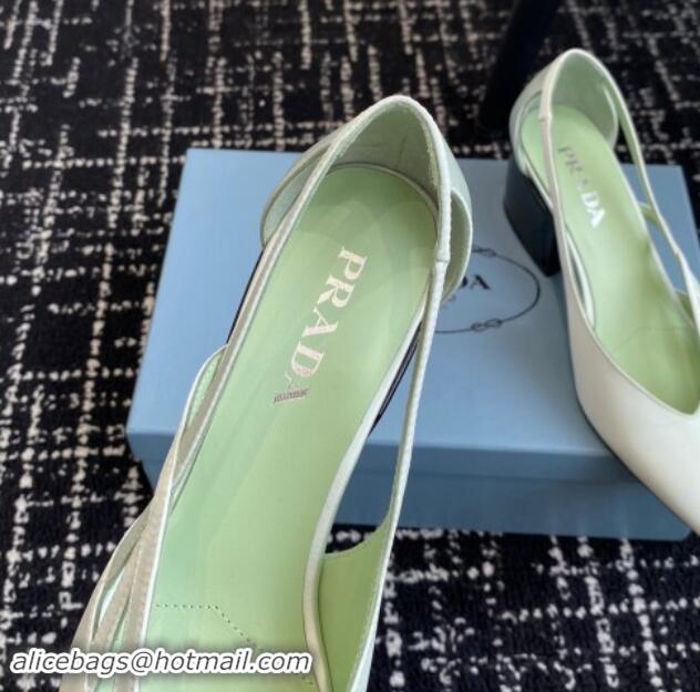 Low Cost Prada Satin cut-out pumps 6.5cm Light Green 115051