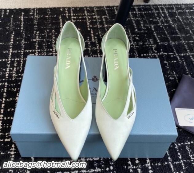 Low Cost Prada Satin cut-out pumps 6.5cm Light Green 115051