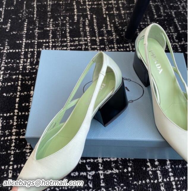 Low Cost Prada Satin cut-out pumps 6.5cm Light Green 115051