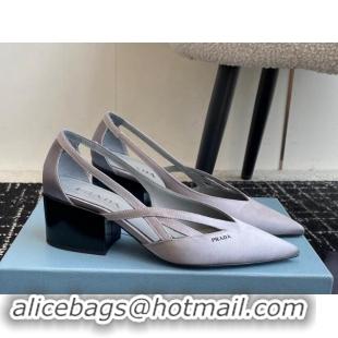 Sophisticated Prada Satin cut-out pumps 6.5cm Grey 115053