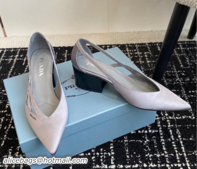 Sophisticated Prada Satin cut-out pumps 6.5cm Grey 115053