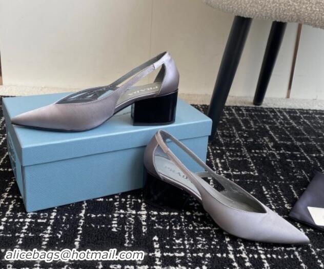 Sophisticated Prada Satin cut-out pumps 6.5cm Grey 115053