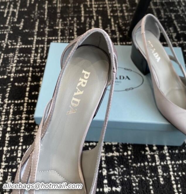 Sophisticated Prada Satin cut-out pumps 6.5cm Grey 115053