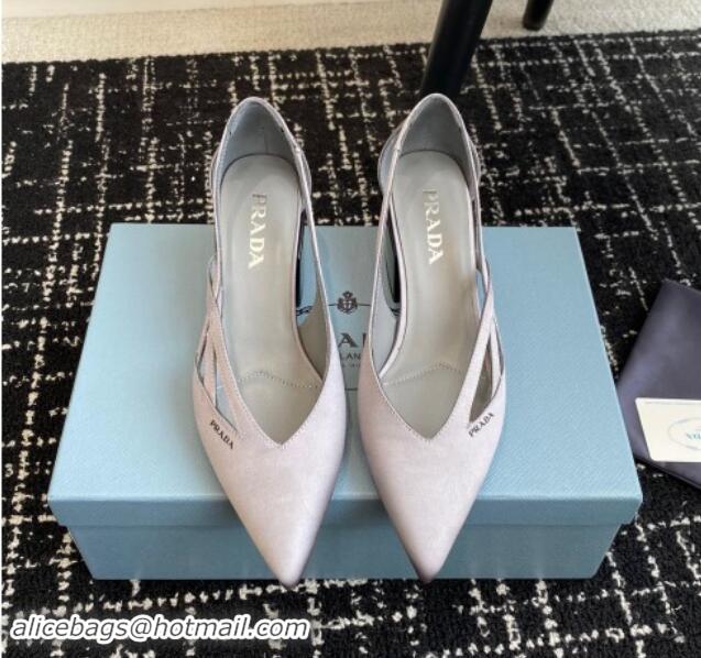 Sophisticated Prada Satin cut-out pumps 6.5cm Grey 115053