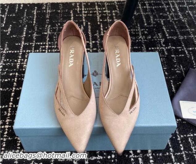 Duplicate Prada Satin cut-out pumps 6.5cm Khaki 115055