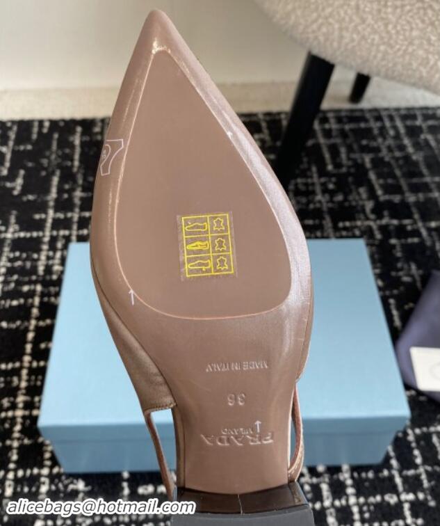 Duplicate Prada Satin cut-out pumps 6.5cm Khaki 115055