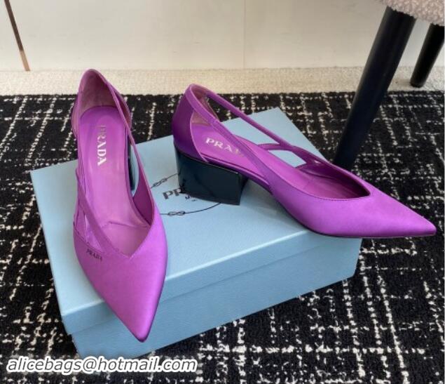 Sumptuous Prada Satin cut-out pumps 6.5cm Purple 115057