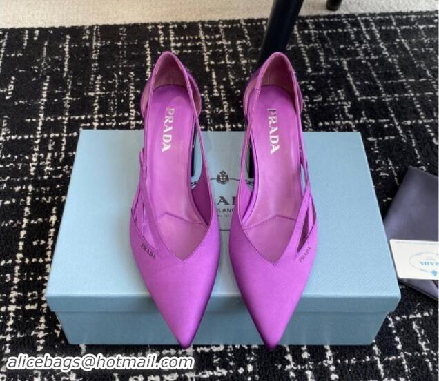 Sumptuous Prada Satin cut-out pumps 6.5cm Purple 115057