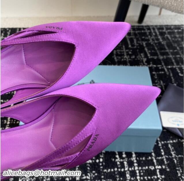 Sumptuous Prada Satin cut-out pumps 6.5cm Purple 115057