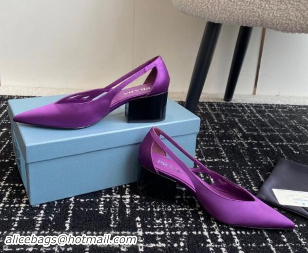 Sumptuous Prada Satin cut-out pumps 6.5cm Purple 115057