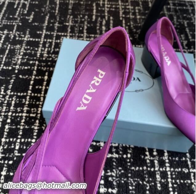 Sumptuous Prada Satin cut-out pumps 6.5cm Purple 115057