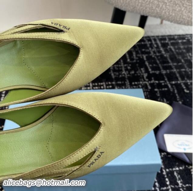 Good Quality Prada Satin cut-out pumps 6.5cm Green 115058