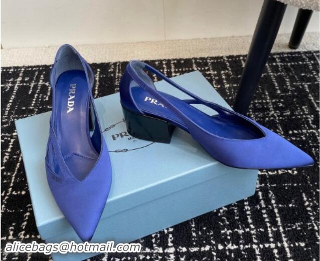 Perfect Prada Satin cut-out pumps 6.5cm Royal Blue 115060