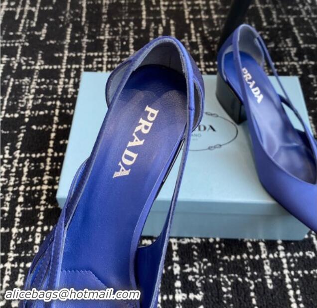 Perfect Prada Satin cut-out pumps 6.5cm Royal Blue 115060