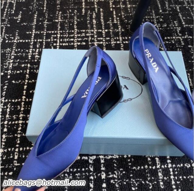 Perfect Prada Satin cut-out pumps 6.5cm Royal Blue 115060