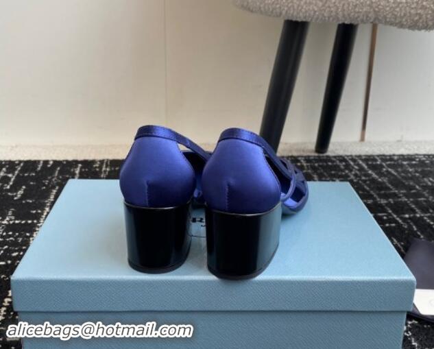 Perfect Prada Satin cut-out pumps 6.5cm Royal Blue 115060