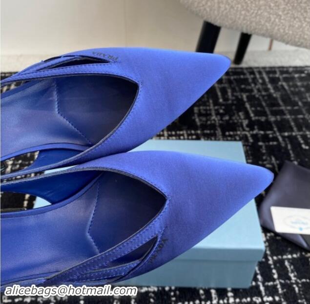 Perfect Prada Satin cut-out pumps 6.5cm Royal Blue 115060