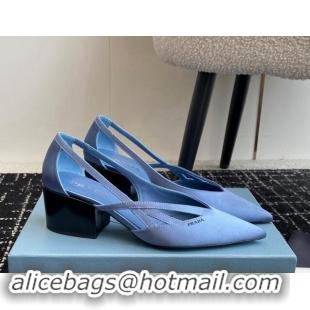 Buy Luxury Prada Satin cut-out pumps 6.5cm Light Blue 115061