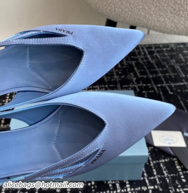 Buy Luxury Prada Satin cut-out pumps 6.5cm Light Blue 115061